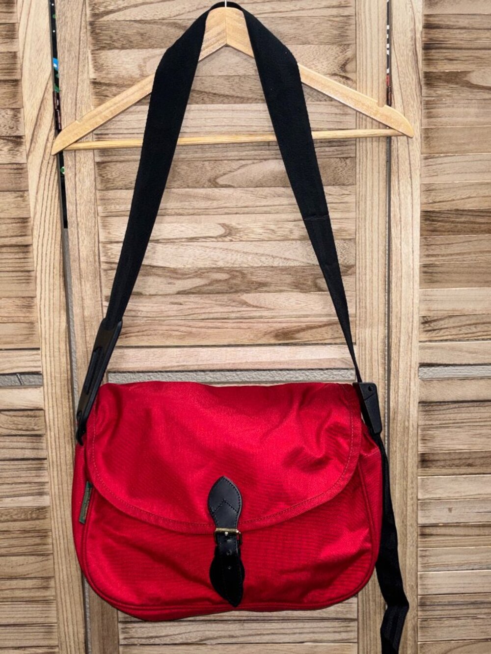 Vintage Herve Chapelier French Red Nylon Messenger Bag Adjustable Strap Leather